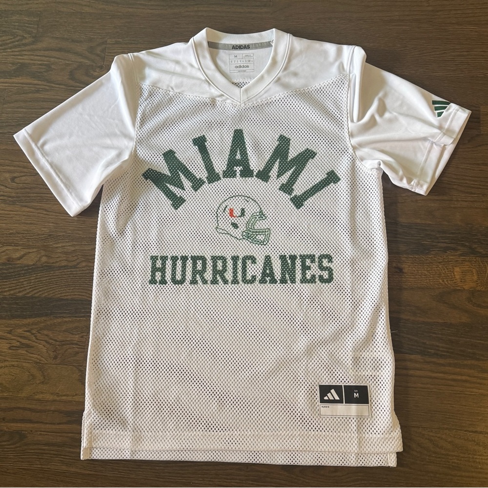 NWOT Adidas Miami Hurricanes White Mesh
Tailgate Jersey, Size M
